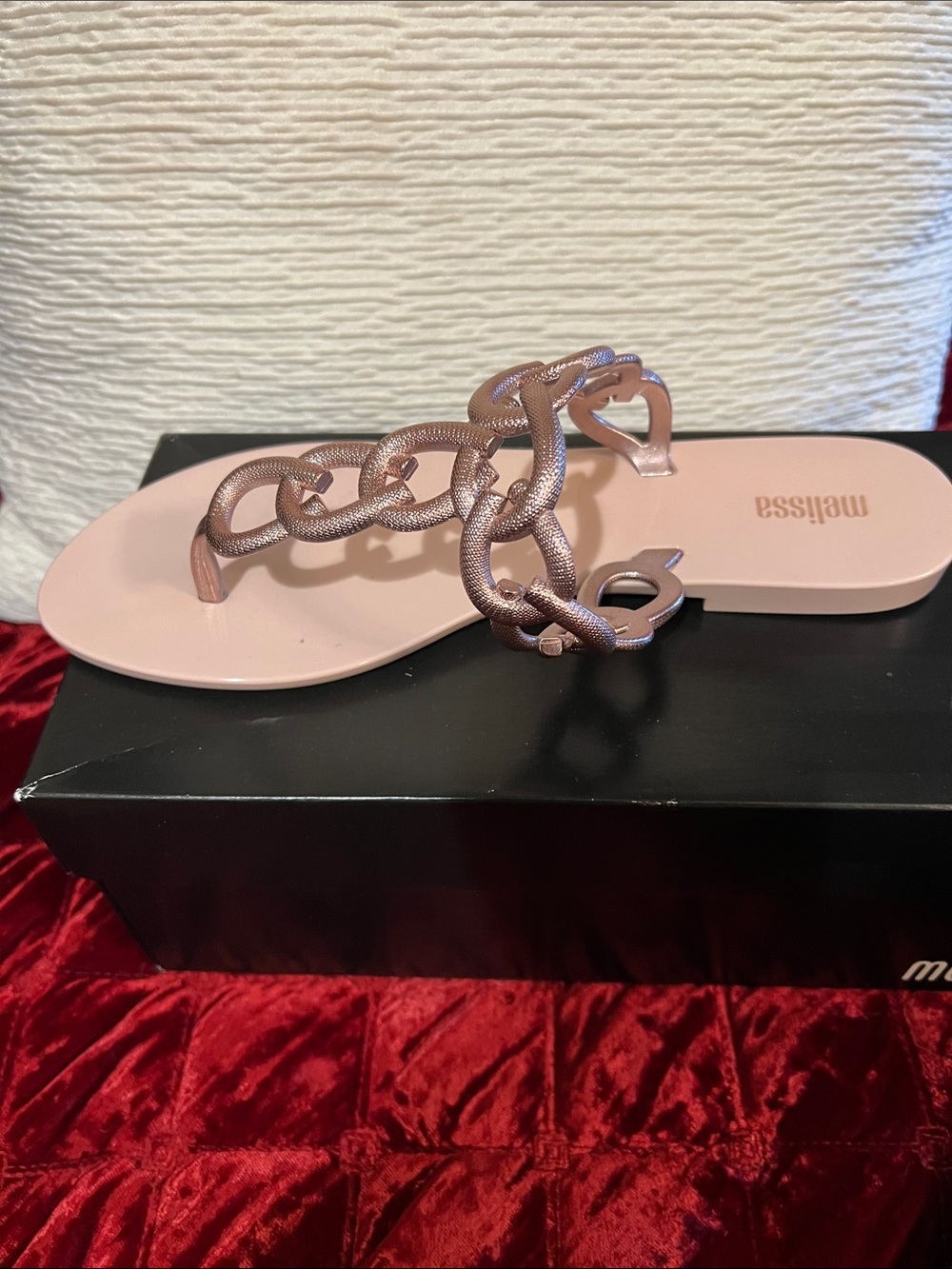 Melissa Success PVC Pink Chain T-Strap Sandal Sz8 NEW